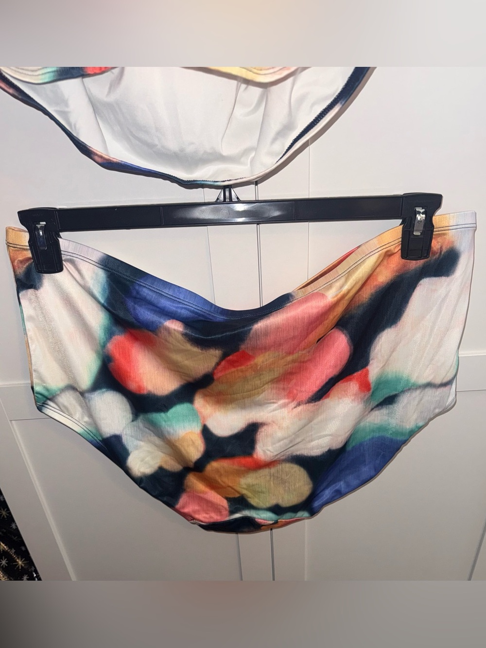 Cacique Multicolor Watercolor Print Tankini 44D top / 22 high waisted bottom - Picture 5 of 6